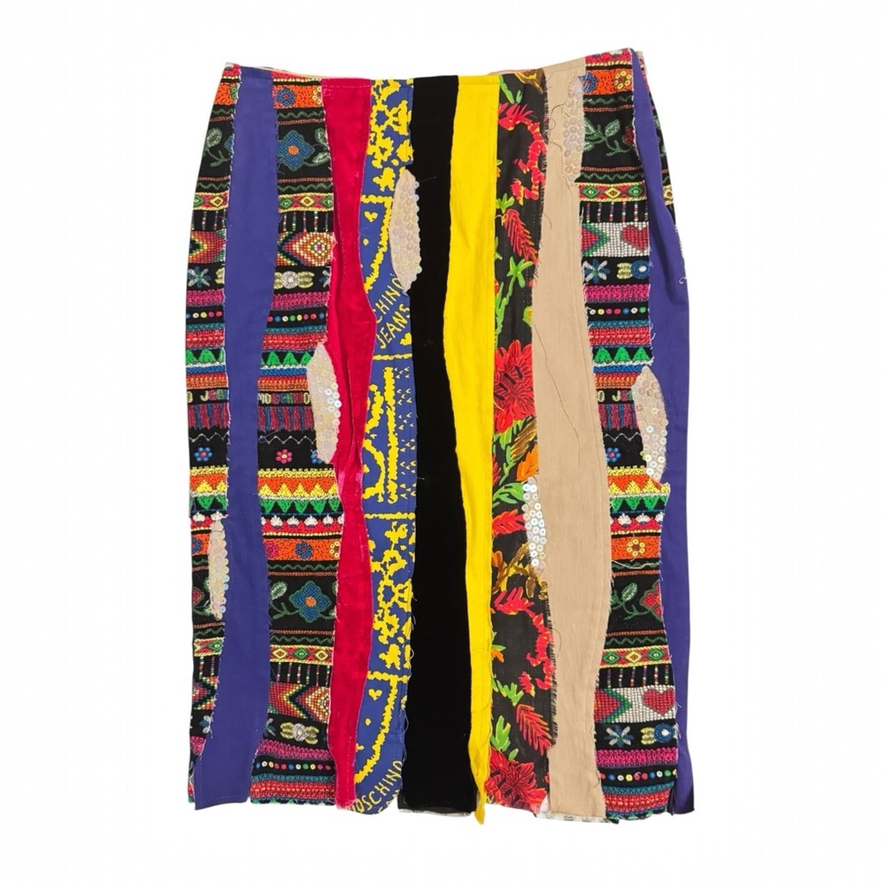 Moschino Multicolor Patchwork Panel Midi Skirt